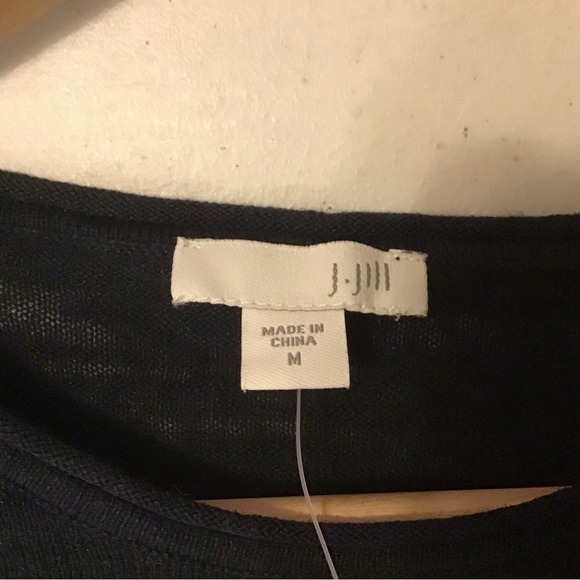 NWT J. Jill Navy 3/4 Sleeve Linen/Cotton Knit Top Lightweight Coastal Casual - Picture 3 of 11